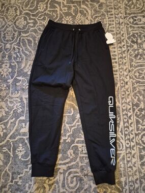 Quiksilver Men's Black Jogger Sweatpants with Side Logo Size MED.